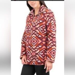 NWT-Mountain and isles-M-mahogany Aztec-Quarter zip, Sherpa, pull over sweater.